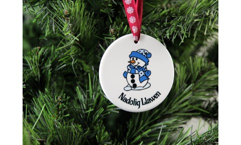 Nadolig Llawen Ceramic Christmas Decoration - Snowman